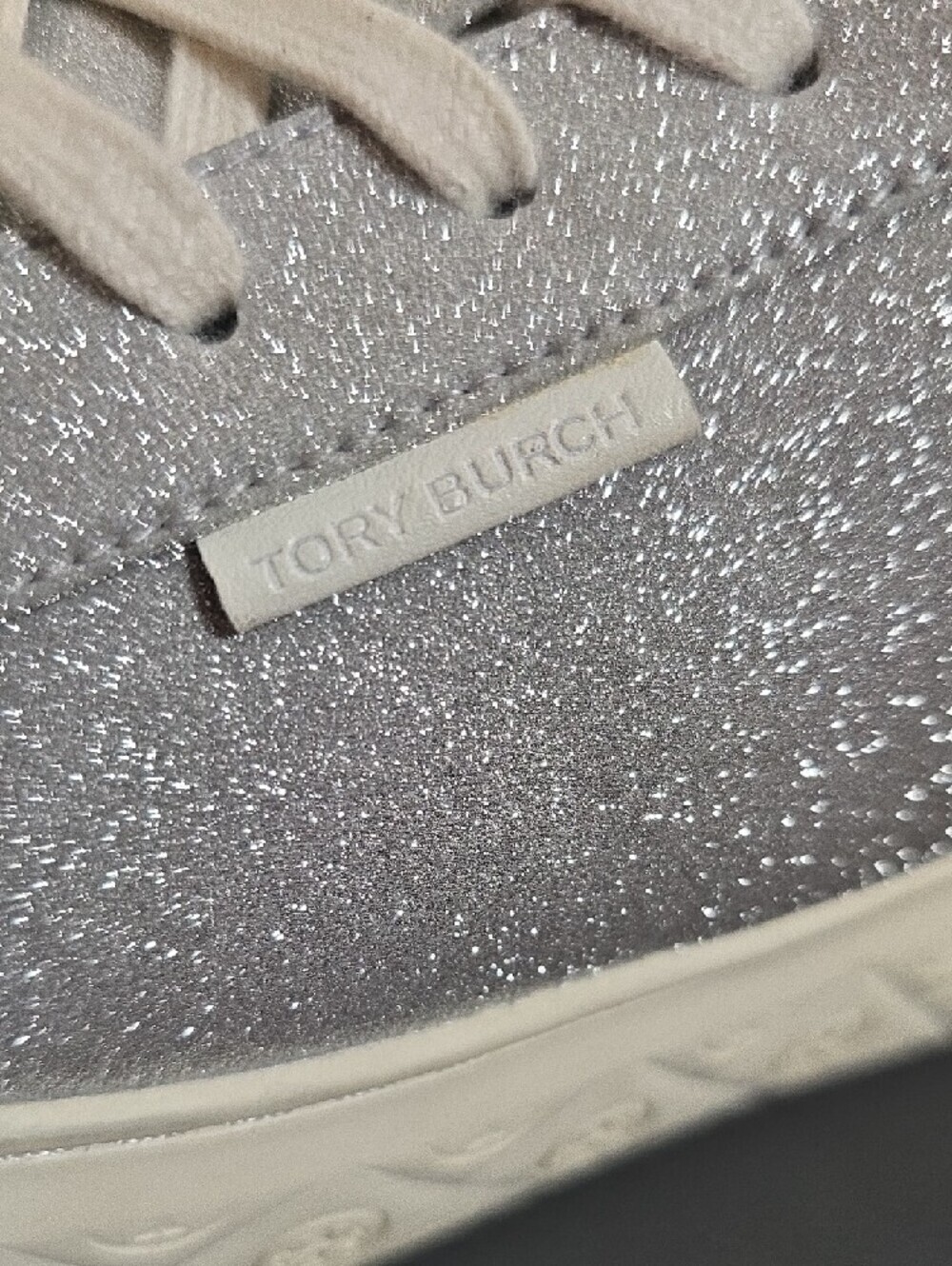 Tory Burch Ladybug 11 Silver Glitter Platform Sneakers Monogram Designer Shoes - Picture 7 of 10